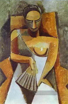  fan - Frau mit einem Fan 1908 kubist Pablo Picasso